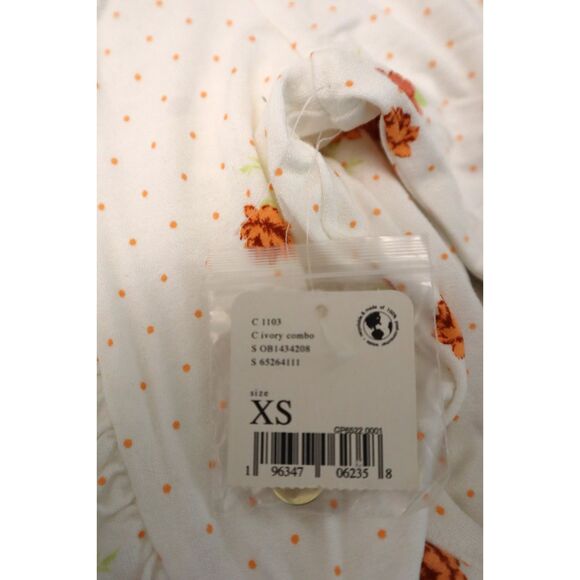 Free People OB1434208 Women Sz XS Ivory Celia Floral Square Neck L/S Dress - Picture 6 of 16